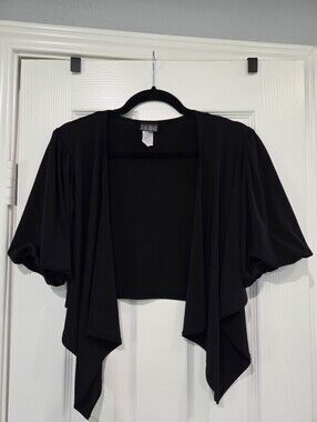 Black Draped Short Sleeve Cardigan Shrug